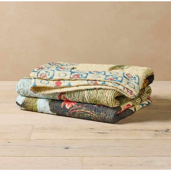 John Derian Bird Collage Quilt 70” x 50” Quilted Throw Blanket NEW - Picture 6 of 6